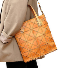 Gorgeous Unique Stitching Design Tote Multi-functional Shoulder Bag From Real Cowhide Leather
