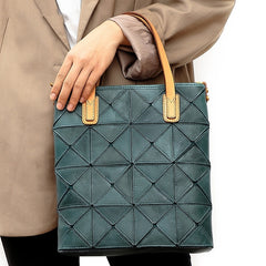 Gorgeous Unique Stitching Design Tote Multi-functional Shoulder Bag From Real Cowhide Leather