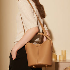 Leather Bucket Shoulder Crossbody Bag