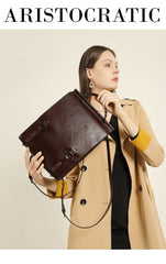 Elegant Sophisticated Large Capacity Real Leather Backpack for Fashionable Girls
