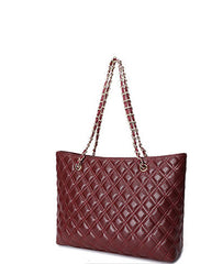 Timeless Classic Luxury Looking Designer Inspired Diamond Embossed Real Leather Shoulder Bag