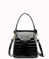 Elegant Sophisticated Designer Inspired Satchel Crossbody Bag from Patent Leather for Fashionable Girls.