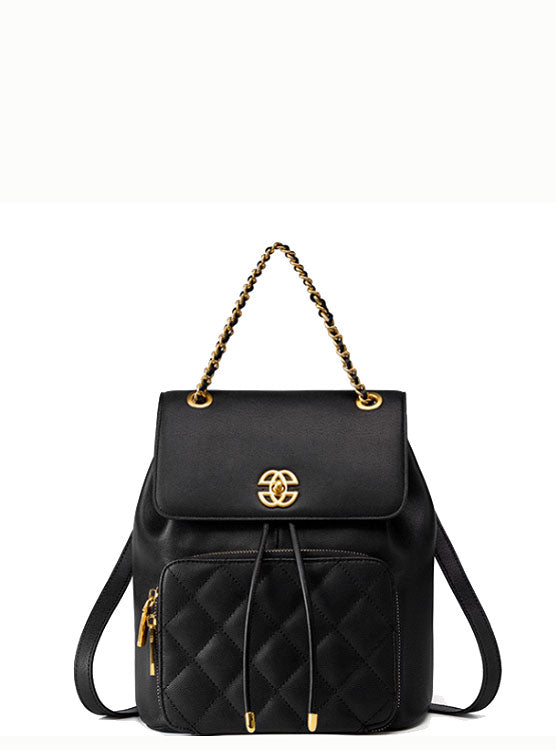 Sophisticated Luxury Looking Designer Inspired Large Capacity Diamond Stitched Real Leather Backpack