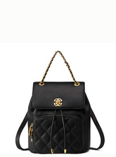 Sophisticated Luxury Looking Designer Inspired Large Capacity Diamond Stitched Real Leather Backpack