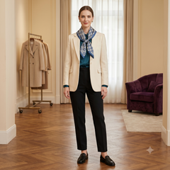 The Indigo Tile & Floral Silk Scarf