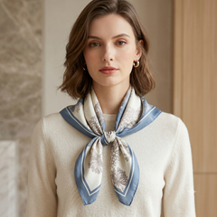 Elegant Chrysanthemum Silk Square Scarf