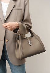 Leather Two Way Wear Key Lock Shoulder Crossbody Bag