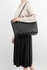Timeless Classic Luxury Looking Designer Inspired Diamond Embossed Real Leather Shoulder Bag