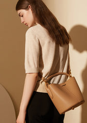Leather Bucket Shoulder Crossbody Bag