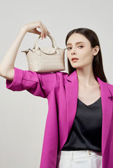Woven Satchel Crossbody Bag from Real Leather with Detachable Strap