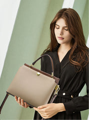 Adorable Classic Luxury Looking Satchel Crossbody Bag from Real Leather with Detachable Strap