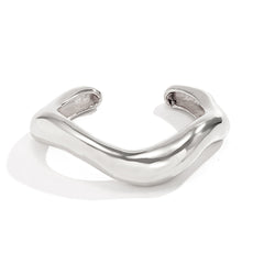Sculpted Silver and Gold Wave Cuff Bracelet