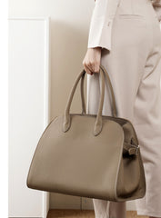 High-End Classic Designer Inspired Large Capacity Satchel Bag from Top Layer Cowhide Leather