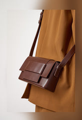 Small Flap Zipper Crossbody Bag from Real Leather