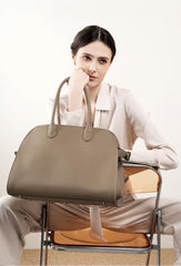 High-End Classic Designer Inspired Large Capacity Satchel Bag from Top Layer Cowhide Leather