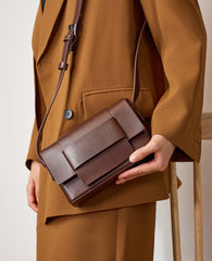 Small Flap Zipper Crossbody Bag from Real Leather
