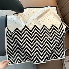 Elegant Chevron & Polka Dot Silk Square Scarf