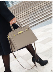 Timeless Leather Belted Satchel Crossbody Bag with Detachable Strap