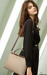 Adorable Classic Luxury Looking Satchel Crossbody Bag from Real Leather with Detachable Strap