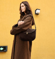 High-End Designer Inspired Two Sided Genuine Leather-Suede Crossbody Shoulder Bag for Fashionable Girls
