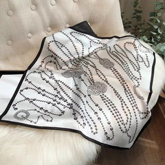 Monochrome Chain Print Silk-Satin Scarf