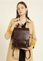 Elegant Sophisticated Large Capacity Real Leather Backpack for Fashionable Girls