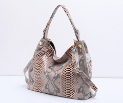 Snake Skin Pattern Leather Shoulder Crossbody Bag