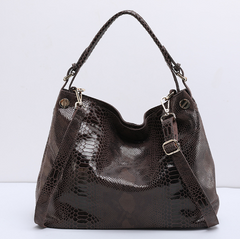 Snake Skin Pattern Leather Shoulder Crossbody Bag