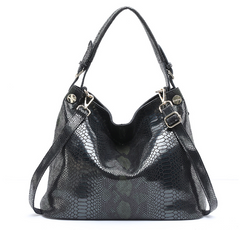Snake Skin Pattern Leather Shoulder Crossbody Bag