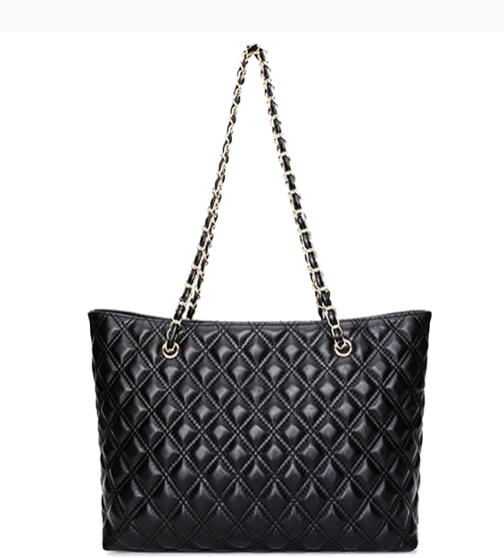 Timeless Classic Luxury Looking Designer Inspired Diamond Embossed Real Leather Shoulder Bag
