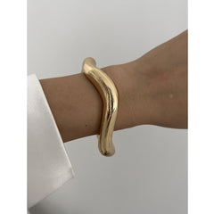 Sculpted Silver and Gold Wave Cuff Bracelet