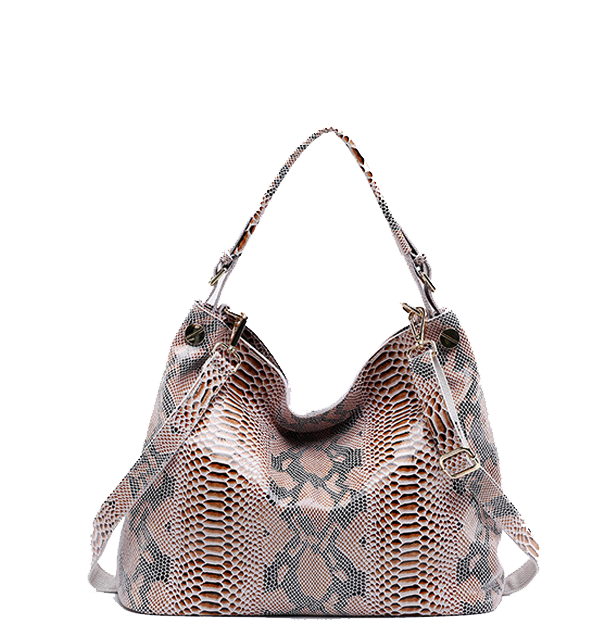 Snake Skin Pattern Leather Shoulder Crossbody Bag