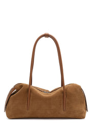 Brown handbag with a strap on a white background