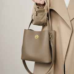 Elegant Practical Designer Inspired Bucket Real Leather Shoulder Crossbody Bag for Stylish Girls