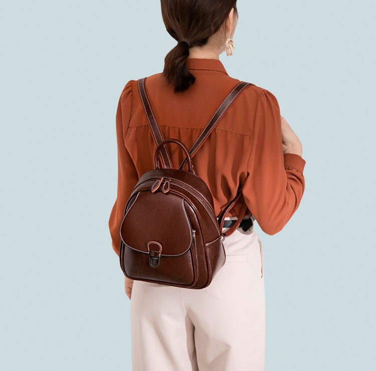 High-End Genuine Leather Backpack – Elegant, Spacious, and Built for Everyday Use