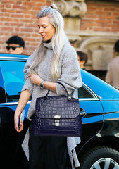 Luxury Croc-Embossed Large Capacity Leather Top Handle Bag – Timeless Elegance & Versatility