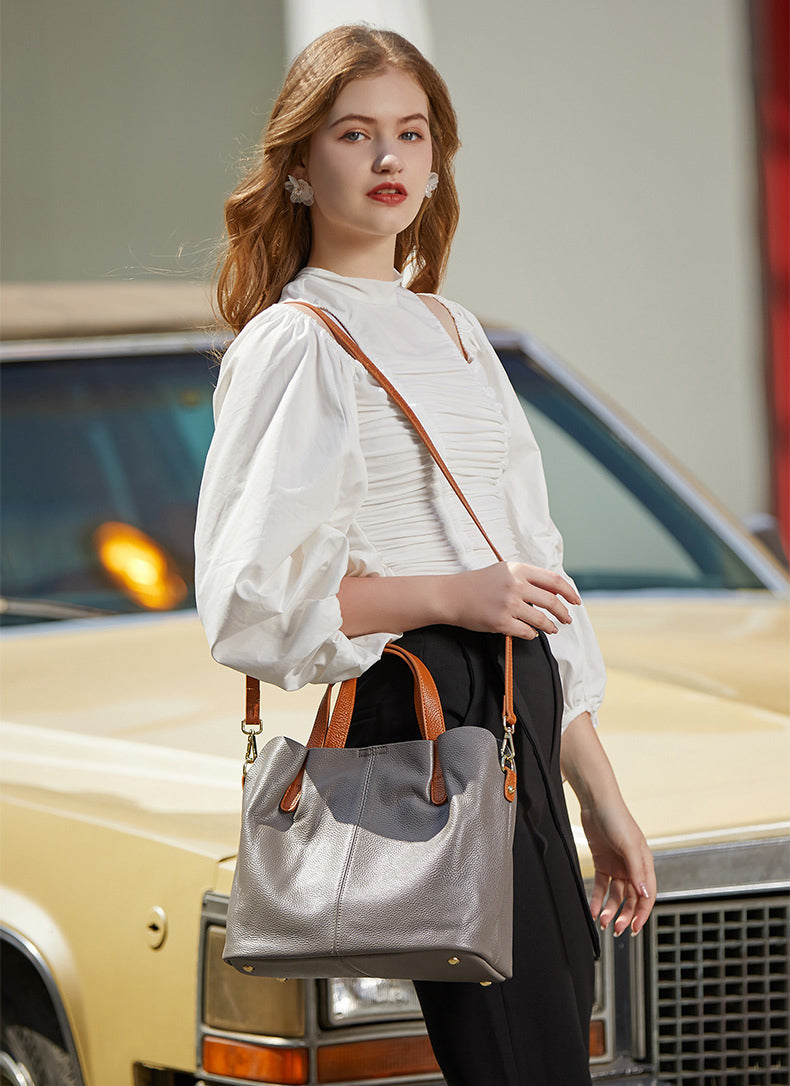 Distinguished Sophisticated Designer Inspired Large Capacity Tote Crossbody Bag for Stylish Girls from High Quality Real Leather