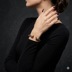 Luxury Two-Tone Twisted Cable Bangle with Ruby-Inspired Accent and Pavé Crystal Detailing