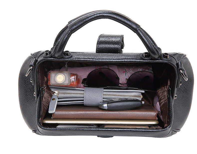 Luxury Looking Designer Inspired Large Capacity Patched Satchel Bag with Detachable Crossbody Strap from Real Leather