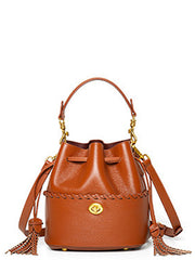 Casual Tassel Leather Drawstring Backpack