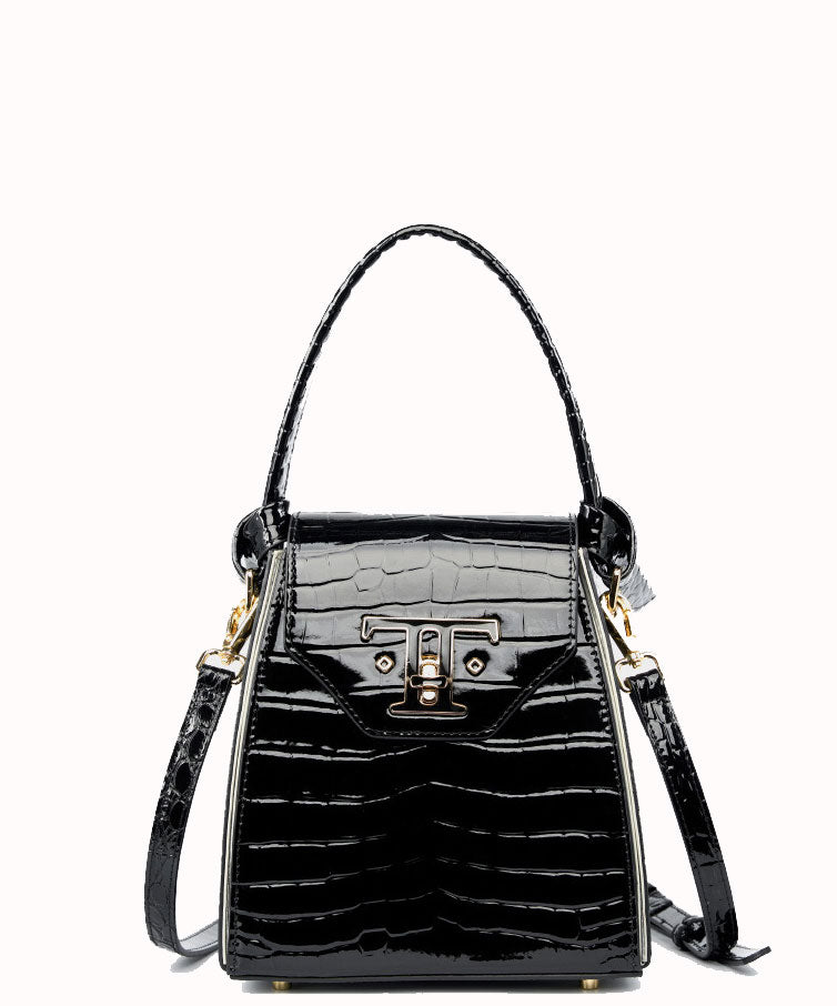 Elegant Sophisticated Designer Inspired Satchel Crossbody Bag from Patent Leather for Fashionable Girls.