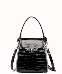 Elegant Sophisticated Designer Inspired Satchel Crossbody Bag from Patent Leather for Fashionable Girls.