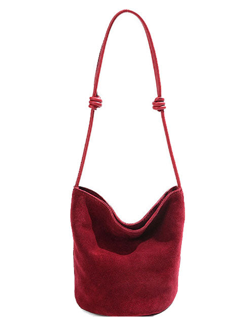 Sac seau à bandoulière chic en daim véritable – Doux, spacieux et élégant au quotidien