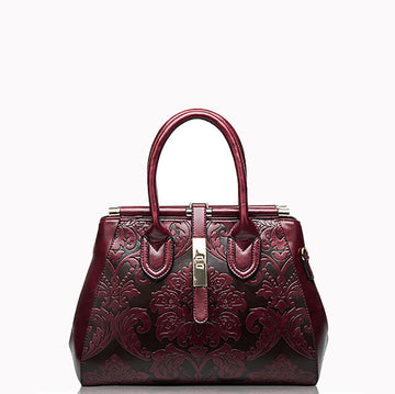 Exquisite Large Capacity Regal Embossed Leather Handbag with Detachable Strap for Fashion Forward Girls and Women