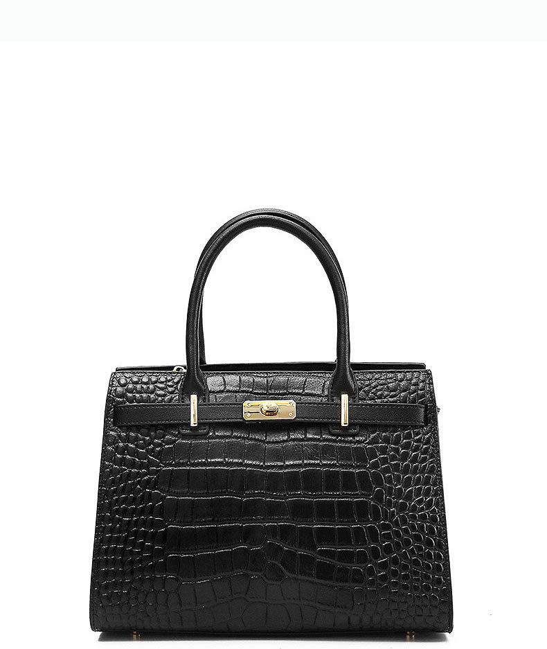 Timeless Croc Skin Pattern Designer Inspired Satchel Bag from Real Leather