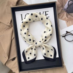 Parisian Chic Polka Dot Silk Neck Scarf