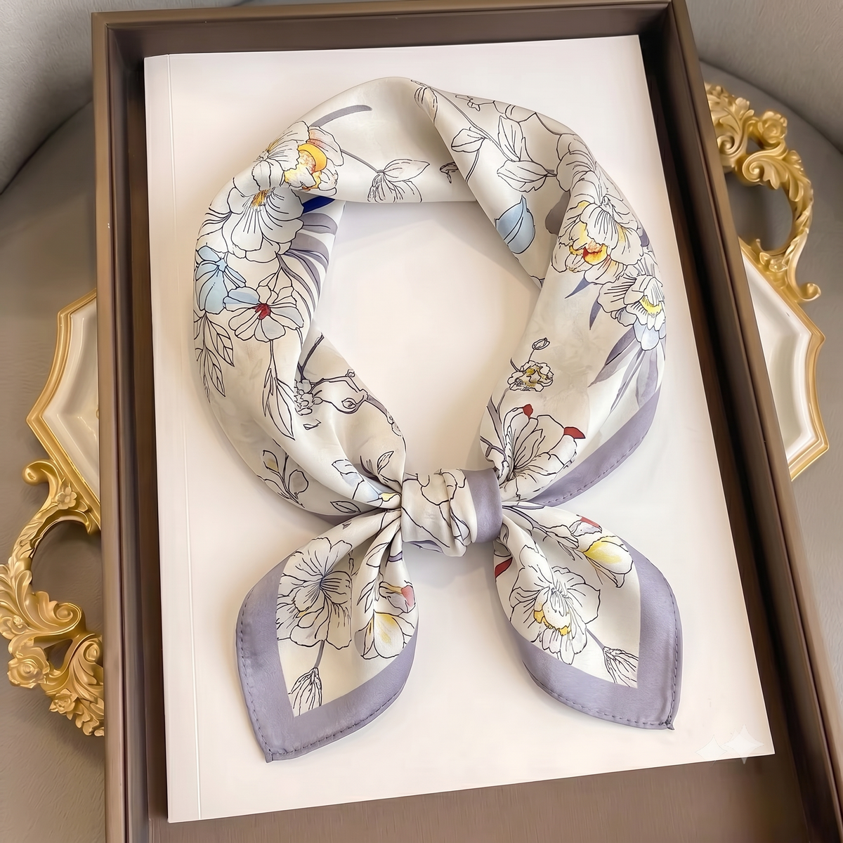 The Elysian Floral Silk Square Scarf