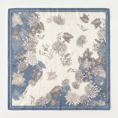 Elegant Chrysanthemum Silk Square Scarf