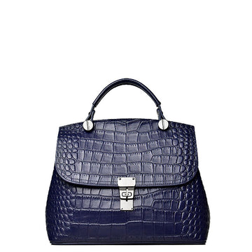 Luxury Croc-Embossed Large Capacity Leather Top Handle Bag – Timeless Elegance & Versatility