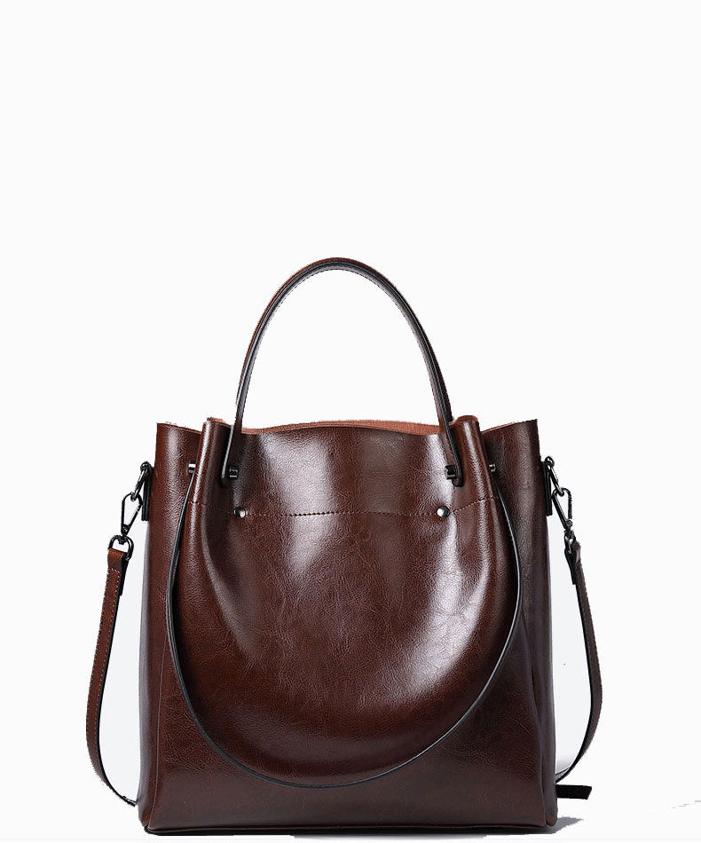 Trendy Fashionable Large Capacity Shoulder Crossbody Bag from High Quality Leather